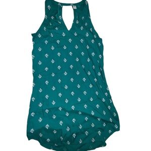 Old Navy Teal Blue & White Floral Sleeveless Women's Dress Size Large